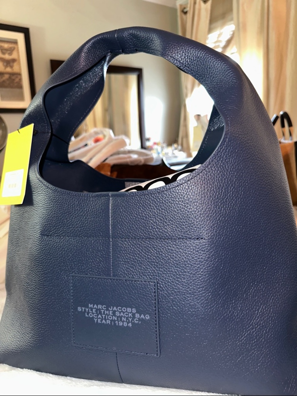 Marc Jacobs Blue Pebbled Leather 'The Sack Bag' Shoulder Tote
